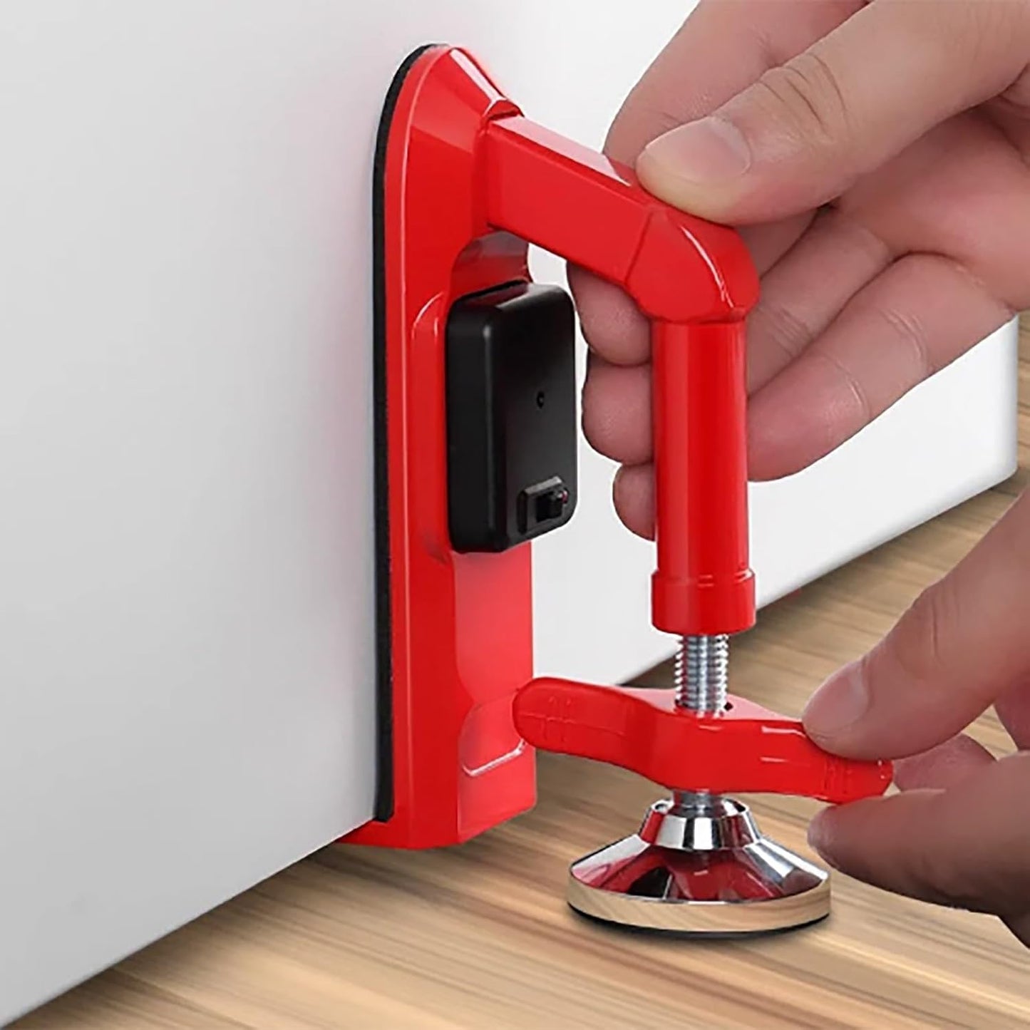 Security Door Jammer Door Stoppers, Portable Door Lock, Travel anti Theft Door Blocker, Apartment Safety Protection, Anti-Slip Door Lockdown Security Device for Home Bedroom Hotel Bar (Red)