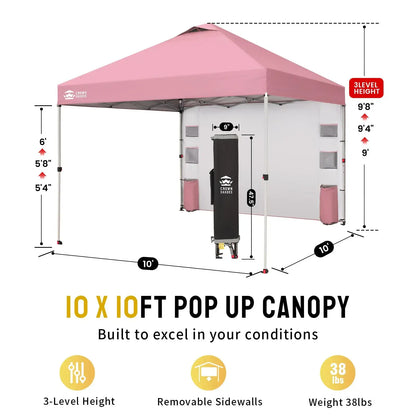 CROWN SHADES Canopy Tent 10X10 Pop up Canopy Outdoor Shade with Pockets Sidewall, Easy up Sun Shelter with One Person Set up Center Lock, Portable Instant Camping Beach Canopy Tents,Outdoorfurnitureset