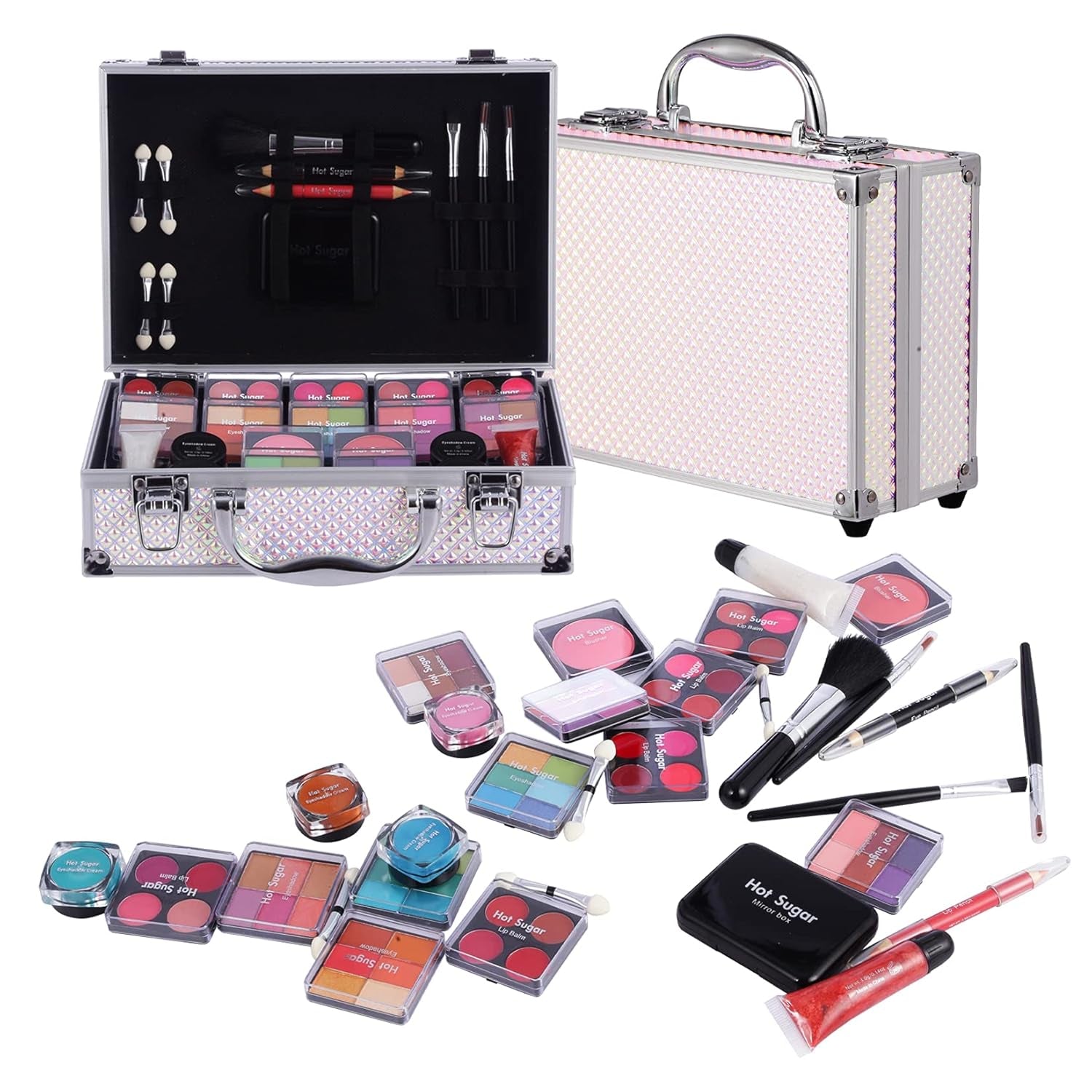 Makeup Kit for Girls and Women - Full Starter Cosmetics Set with Eye Shadow Palette, Blush, Lip Gloss, Lip & Eye Pencil and Mirror