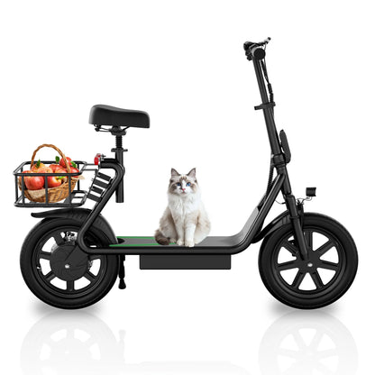 500W Electric Scooter for Adults with Seat, 48V 10.4Ah Battery, Top Speed 22 Mph, Driving Range 21-27 Miles,Pet-Friendly Design with Rear Basket Scooters