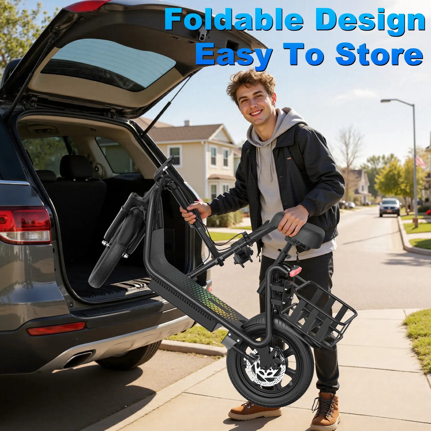 500W Electric Scooter for Adults with Seat, 48V 10.4Ah Battery, Top Speed 22 Mph, Driving Range 21-27 Miles,Pet-Friendly Design with Rear Basket Scooters
