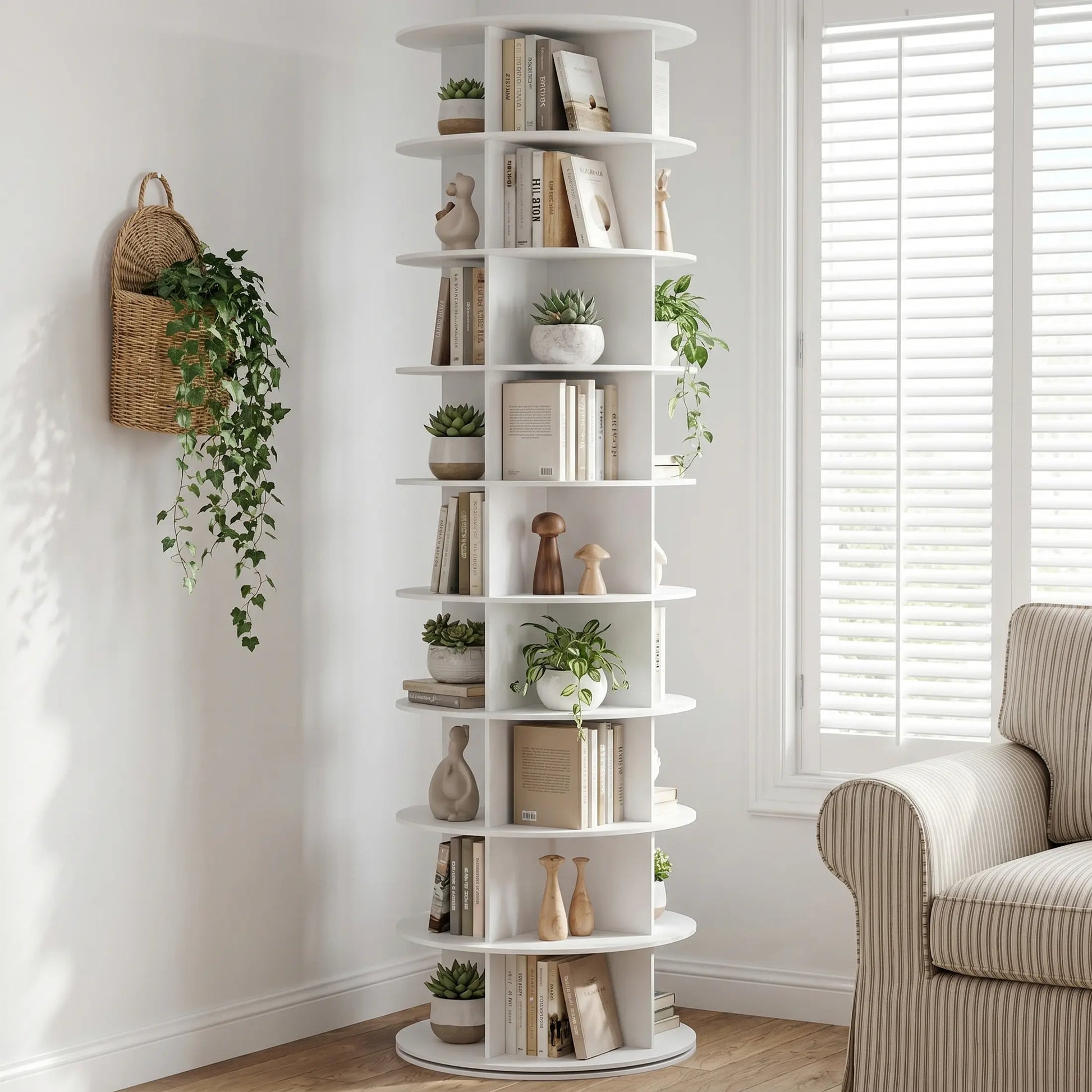 【Deals for You Days】Rotating Shoe Rack Tower, Spinning Shoe Display Lazy Susan, Revolving 360 Shoe Rack Storage round Carousel, Vertical Handbag Rotate Shoes Closet Organization