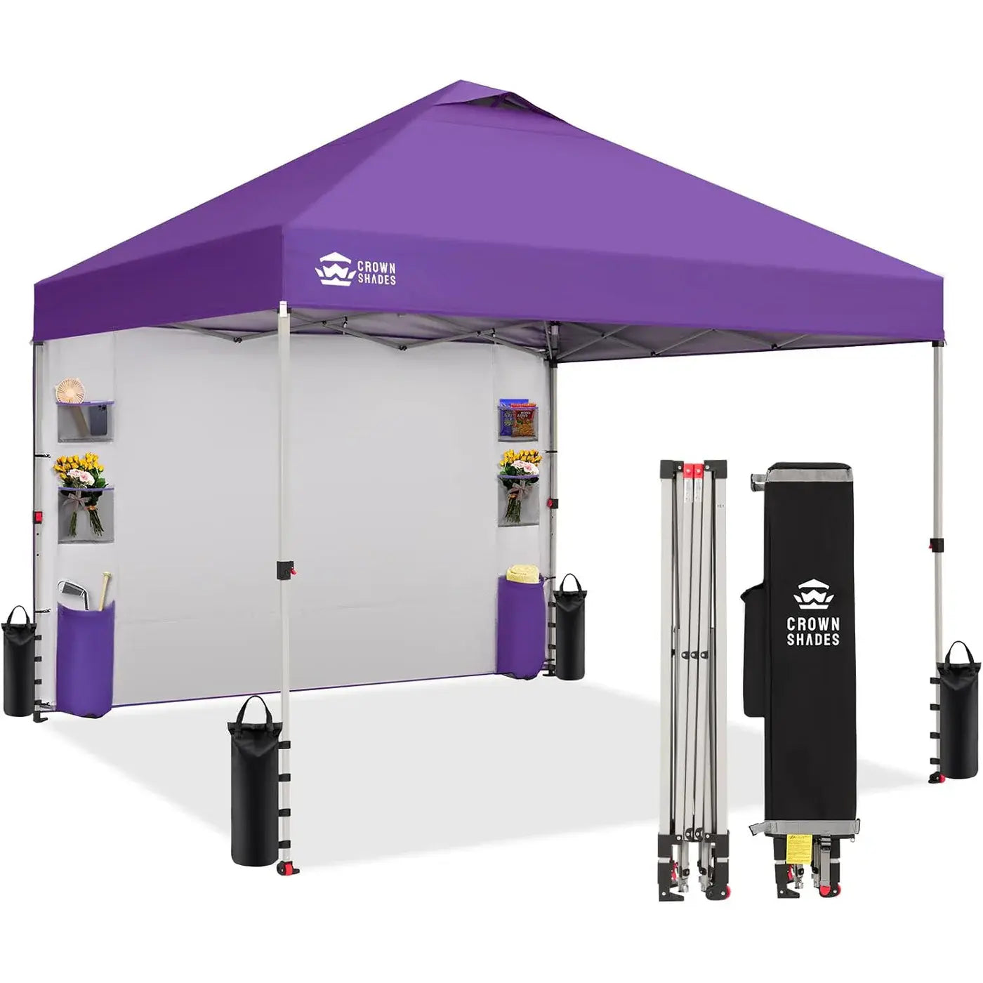 CROWN SHADES Canopy Tent 10X10 Pop up Canopy Outdoor Shade with Pockets Sidewall, Easy up Sun Shelter with One Person Set up Center Lock, Portable Instant Camping Beach Canopy Tents,Outdoorfurnitureset