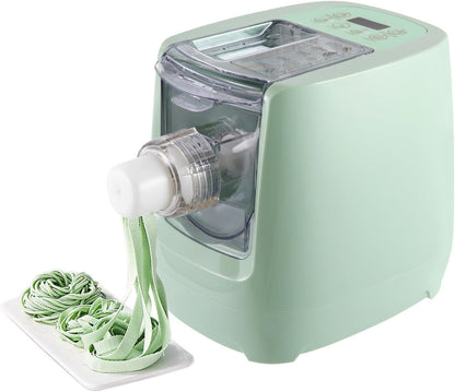 Electric Pasta Maker, 260W Automatic Noodle Maker Machine with 13 Pasta Shapes, 600G Flour Capacity Pasta Maker Machine with Measuring Cups, for Home Kitchen, Easy to Clean, Green