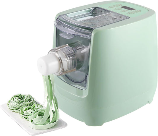 Electric Pasta Maker, 260W Automatic Noodle Maker Machine with 13 Pasta Shapes, 600G Flour Capacity Pasta Maker Machine with Measuring Cups, for Home Kitchen, Easy to Clean, Green