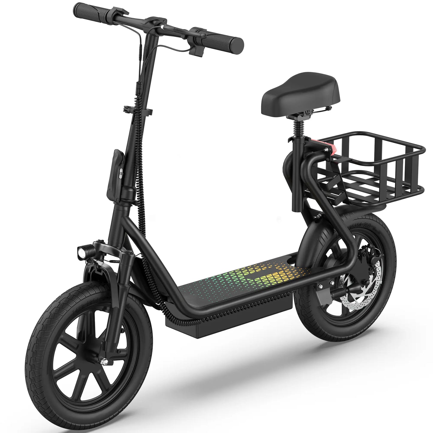 500W Electric Scooter for Adults with Seat, 48V 10.4Ah Battery, Top Speed 22 Mph, Driving Range 21-27 Miles,Pet-Friendly Design with Rear Basket Scooters