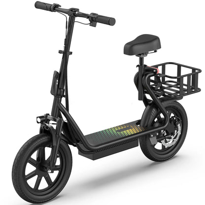 500W Electric Scooter for Adults with Seat, 48V 10.4Ah Battery, Top Speed 22 Mph, Driving Range 21-27 Miles,Pet-Friendly Design with Rear Basket Scooters