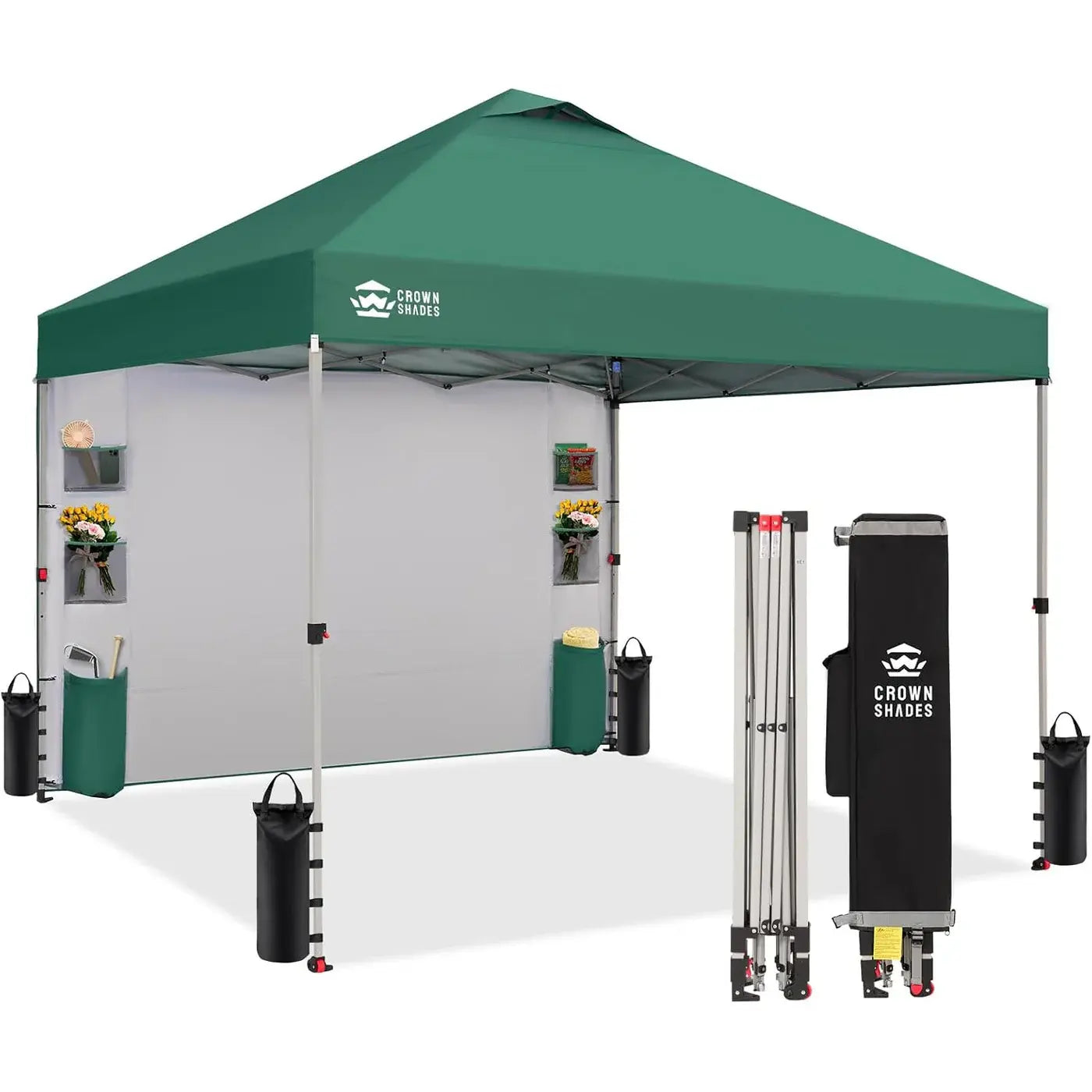CROWN SHADES Canopy Tent 10X10 Pop up Canopy Outdoor Shade with Pockets Sidewall, Easy up Sun Shelter with One Person Set up Center Lock, Portable Instant Camping Beach Canopy Tents,Outdoorfurnitureset