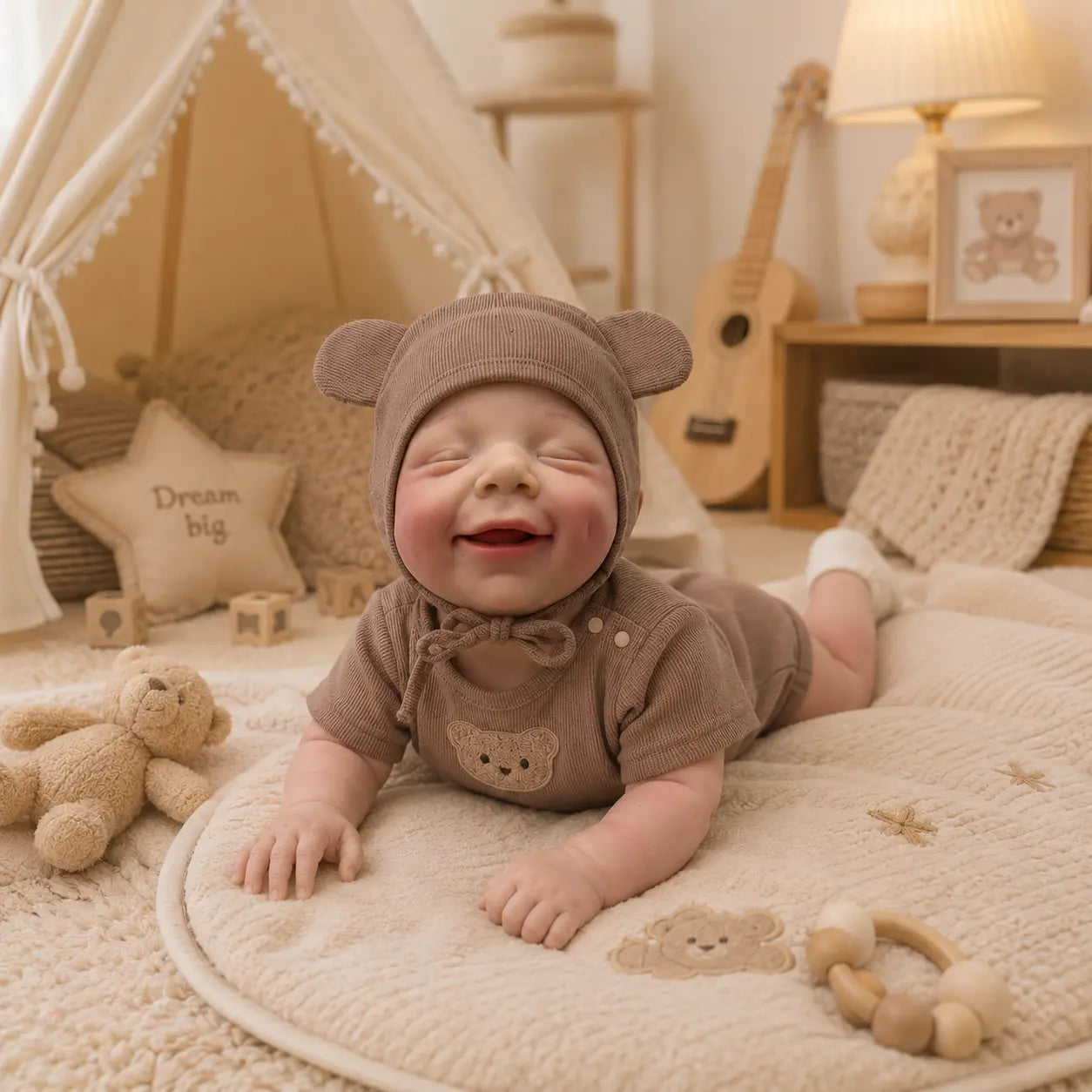 NO.5 17.72 Inch Baby Girl Doll，Silicone Doll，Reborn Doll，Washable Material，Can Be Cleaned with Water，Realistic Appearance，Suitable for Companionship and Role-Playing Toy Dolls
