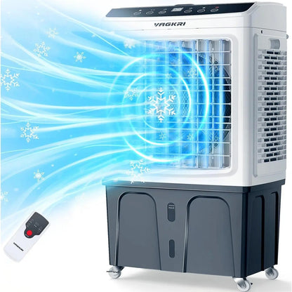 VAGKRI 35" Evaporative Air Cooler, 2100-3000CFM Swamp Cooler, 120°Oscillation Air Cooler with Remote Control, 24H Timer, 3 Modes & Wind Speeds for Outdoor Indoor Use, 9.2-12Gallon