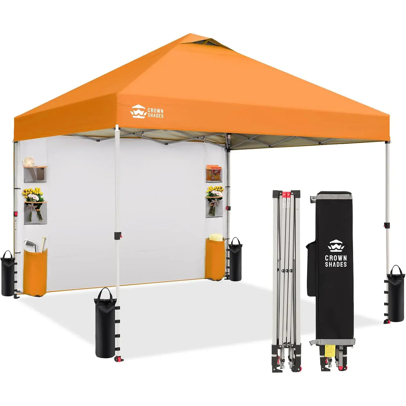 CROWN SHADES Canopy Tent 10X10 Pop up Canopy Outdoor Shade with Pockets Sidewall, Easy up Sun Shelter with One Person Set up Center Lock, Portable Instant Camping Beach Canopy Tents,Outdoorfurnitureset