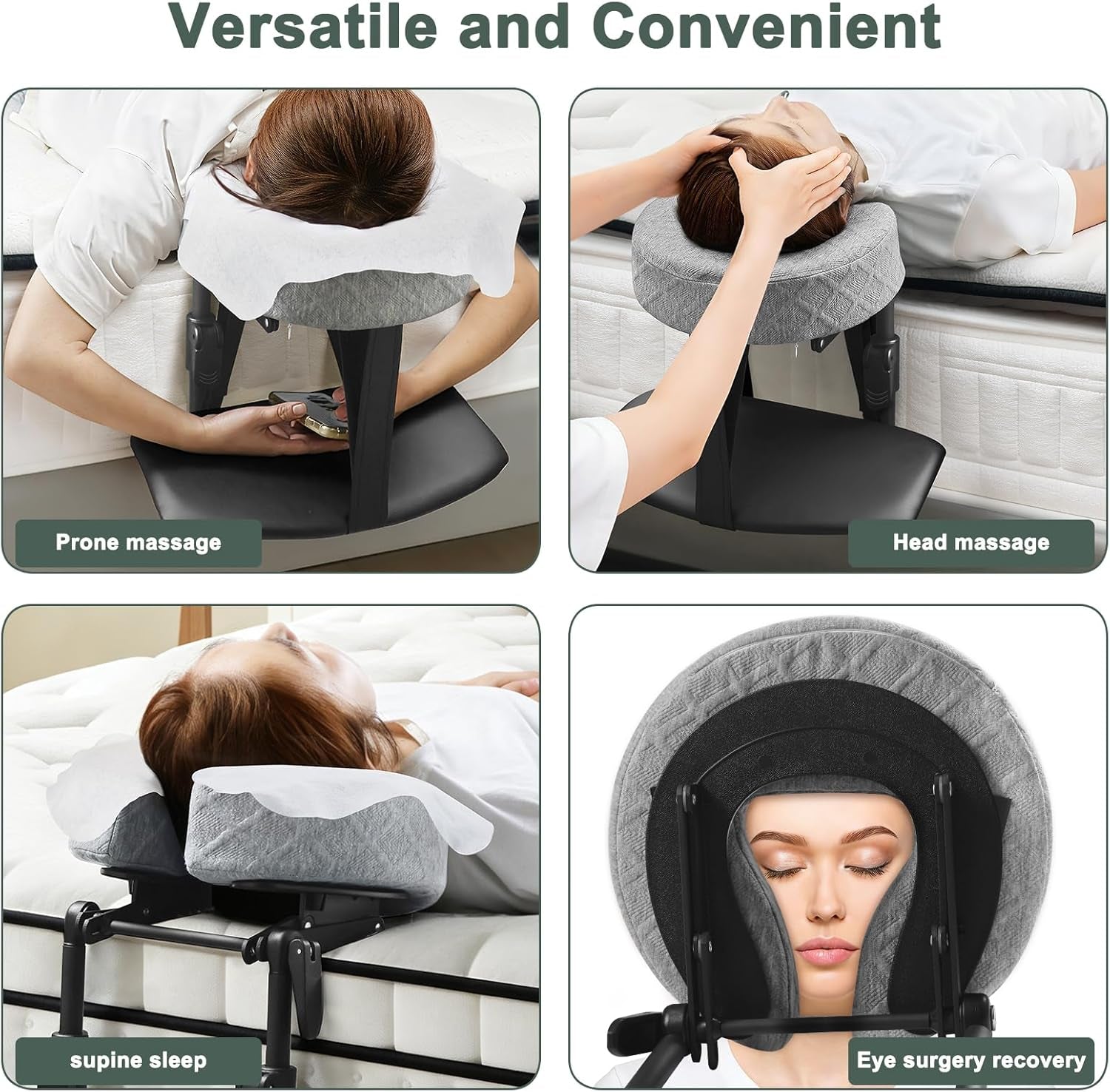 Massage Headrest for Bed, Adjustable Headrest Face Pillow Cradle & Face Cushion Support Bracket, Portable Massage Table Kit for Sleeping Mattress, Face down Pillow after Eye Surgery