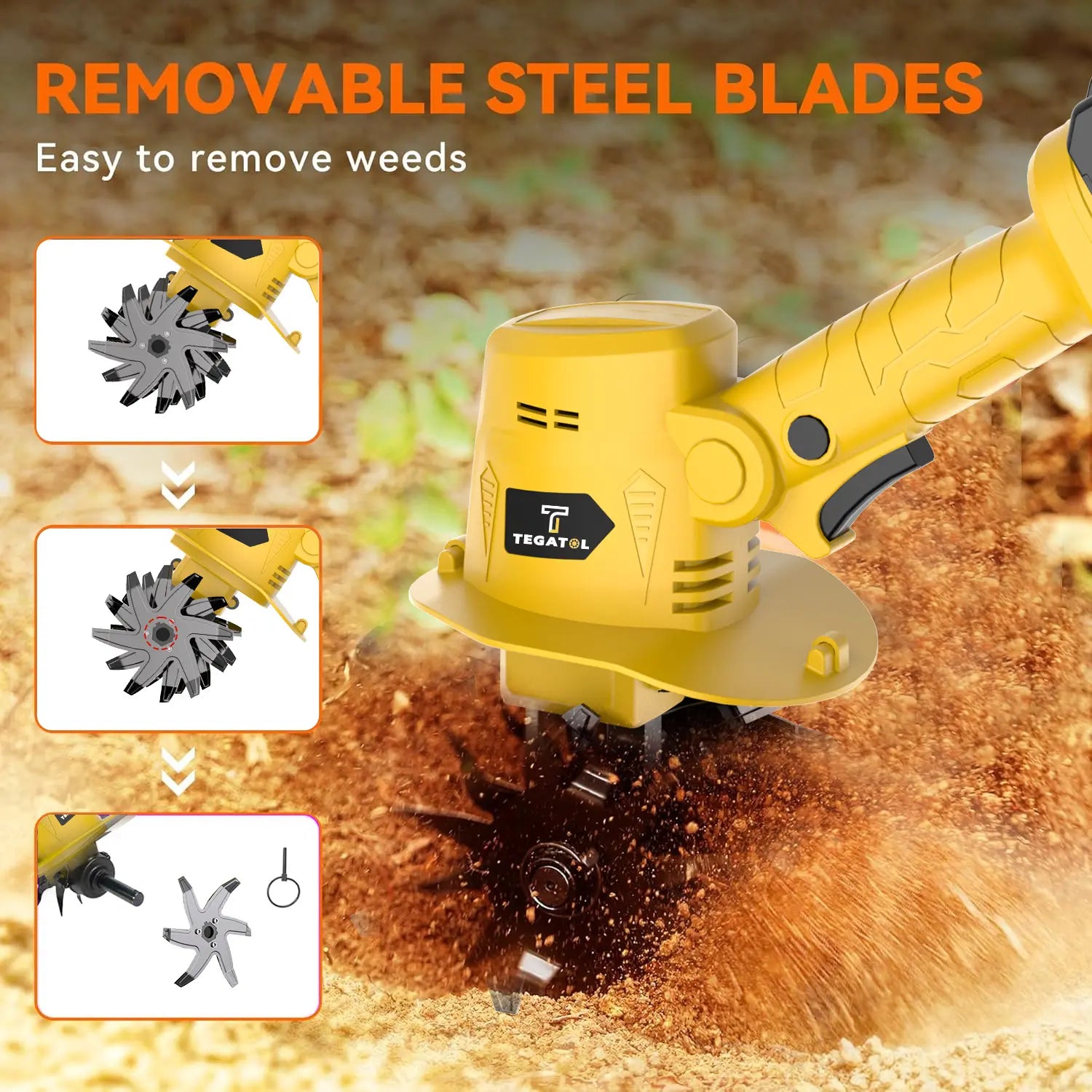【Fathersdaygift】20V Cordless Electric Tiller, Handheld Mini Garden Cultivator, 235RPM Soil Tiller for Weeding, Soil Loosening, Tilling & Garden Landscaping, 5-Inch Width, 4-Inch Depth