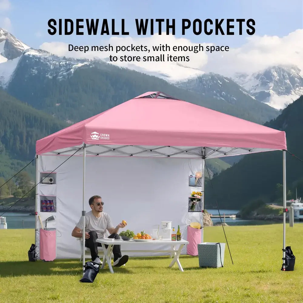 CROWN SHADES Canopy Tent 10X10 Pop up Canopy Outdoor Shade with Pockets Sidewall, Easy up Sun Shelter with One Person Set up Center Lock, Portable Instant Camping Beach Canopy Tents,Outdoorfurnitureset