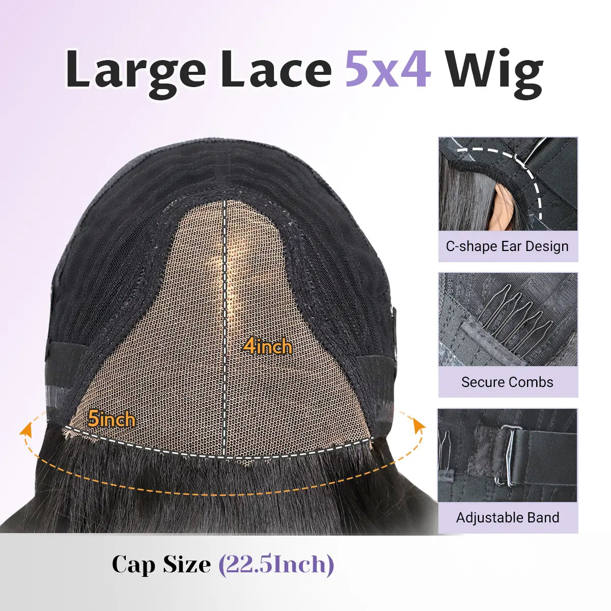 U&A Hair Glueless Yaki Straight Layered Wigs with Bangs 5X4 Lace Front Synthetic Wig 14 Inch Wear and Go Pre Style Realistic Look with True Scalp Tiny Knots
