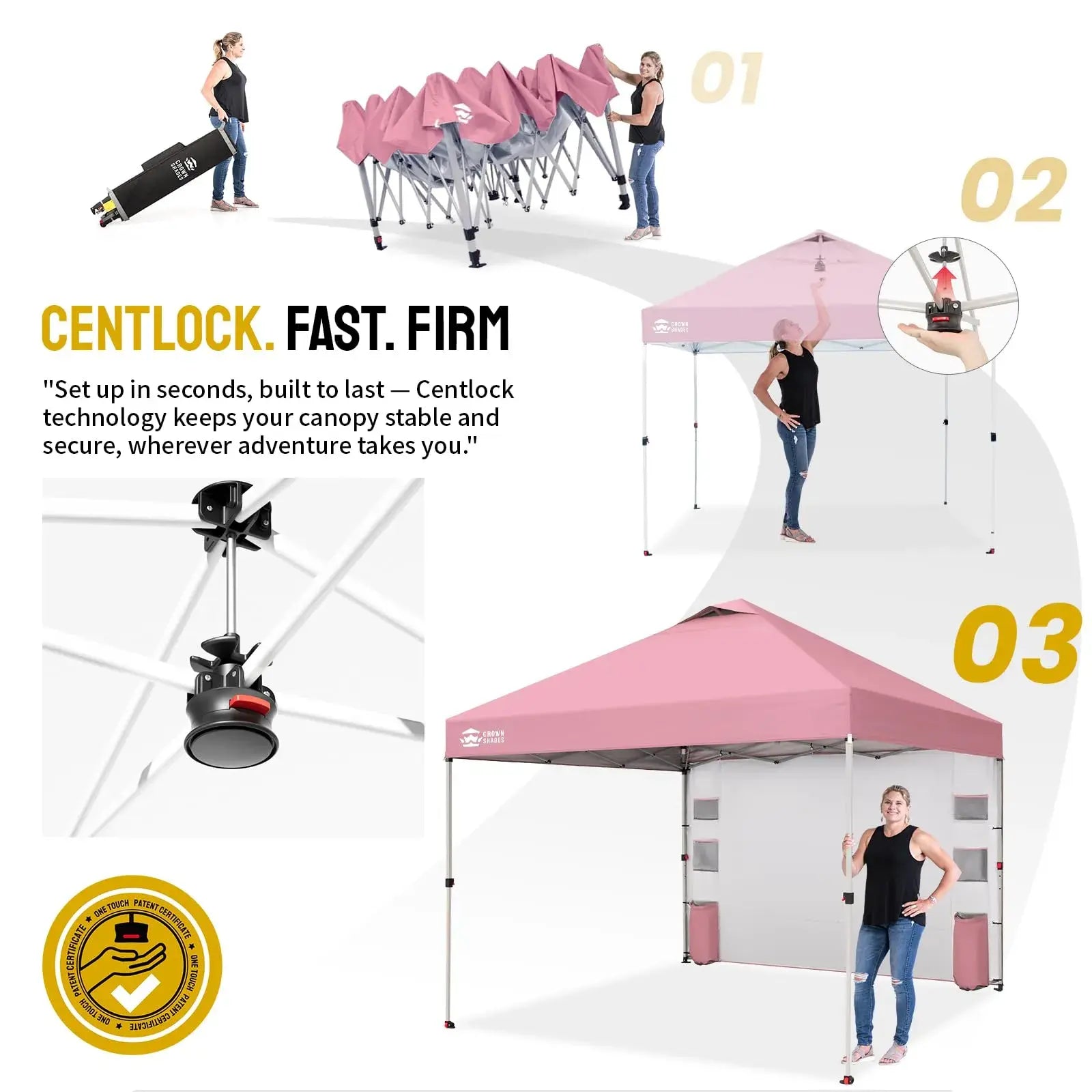 CROWN SHADES Canopy Tent 10X10 Pop up Canopy Outdoor Shade with Pockets Sidewall, Easy up Sun Shelter with One Person Set up Center Lock, Portable Instant Camping Beach Canopy Tents,Outdoorfurnitureset