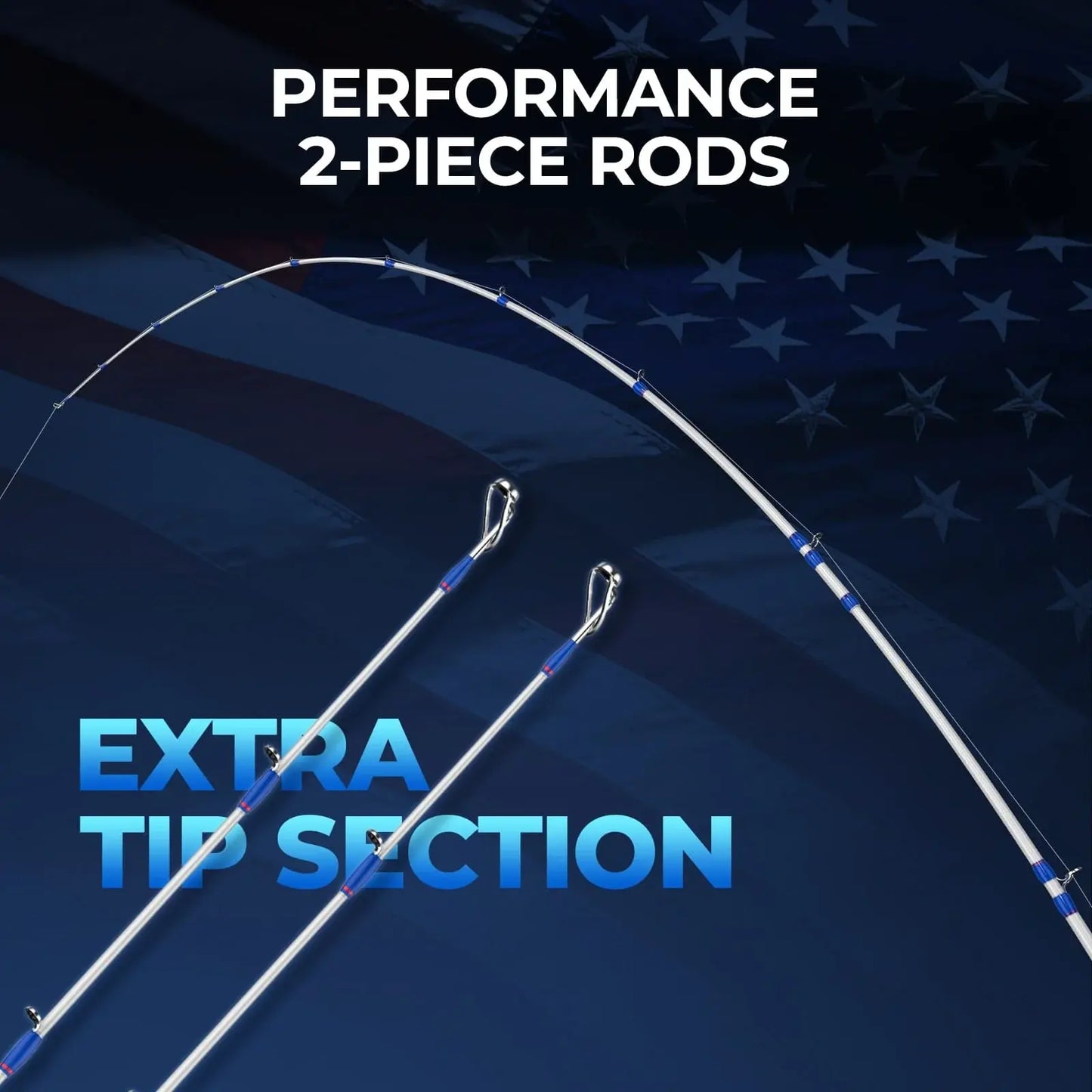 【Summer Wins】Kastking Patriot Fishing Combo - Special Edition Red White Blue Baitcaster Rod and Reel Combo | 9+1 Bearings Smooth Waterdrop Reel with Dual-Tip Rod