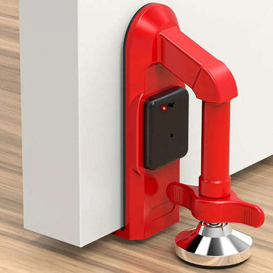 Security Door Jammer Door Stoppers, Portable Door Lock, Travel anti Theft Door Blocker, Apartment Safety Protection, Anti-Slip Door Lockdown Security Device for Home Bedroom Hotel Bar (Red)