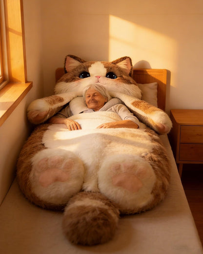 Giant Fluffy Cat Sleeping Bag for Adults - Soft Plush Cat Shaped Sleeping Bag for Human, Cozy & Warm Envelope Style Blanket Animal Shaped Sleep Bags for Home Camping Travel