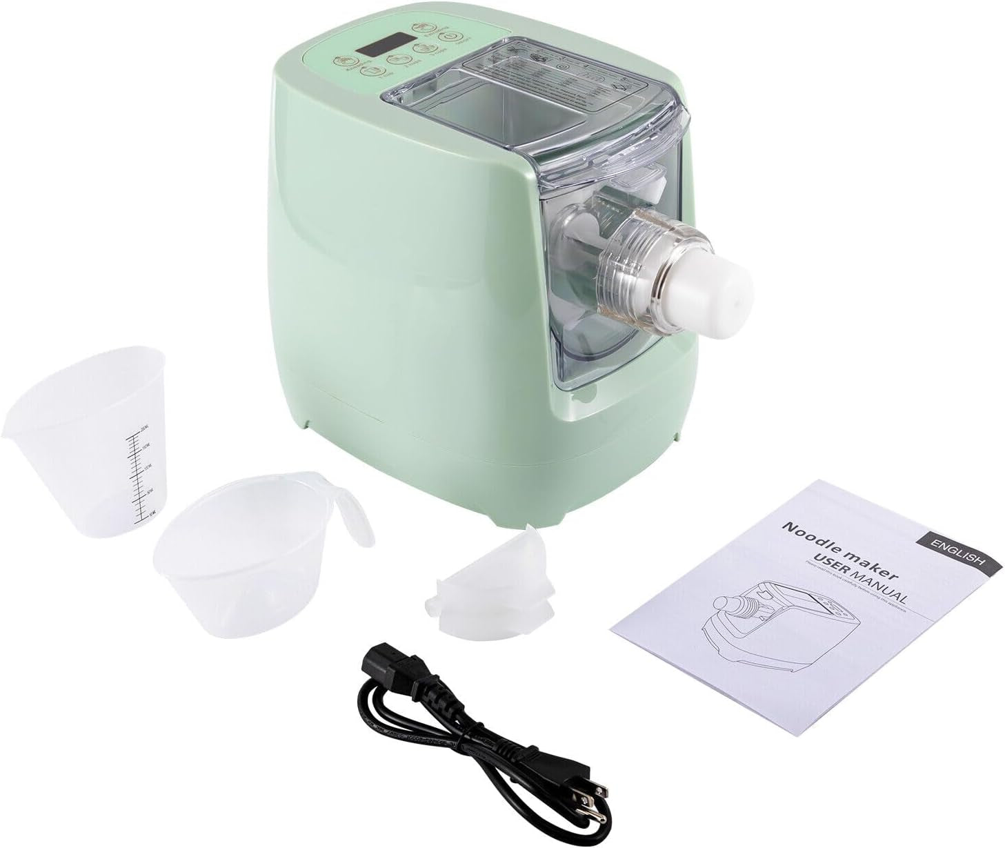 Electric Pasta Maker, 260W Automatic Noodle Maker Machine with 13 Pasta Shapes, 600G Flour Capacity Pasta Maker Machine with Measuring Cups, for Home Kitchen, Easy to Clean, Green