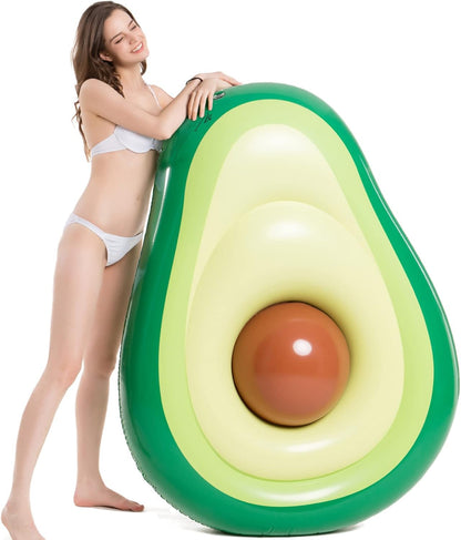Inflatable Avocado Pool Float Floatie with Ball Water Fun Large Blow up Summer Beach Swimming Floaty Party Toys Lounge Raft for Adults (L)