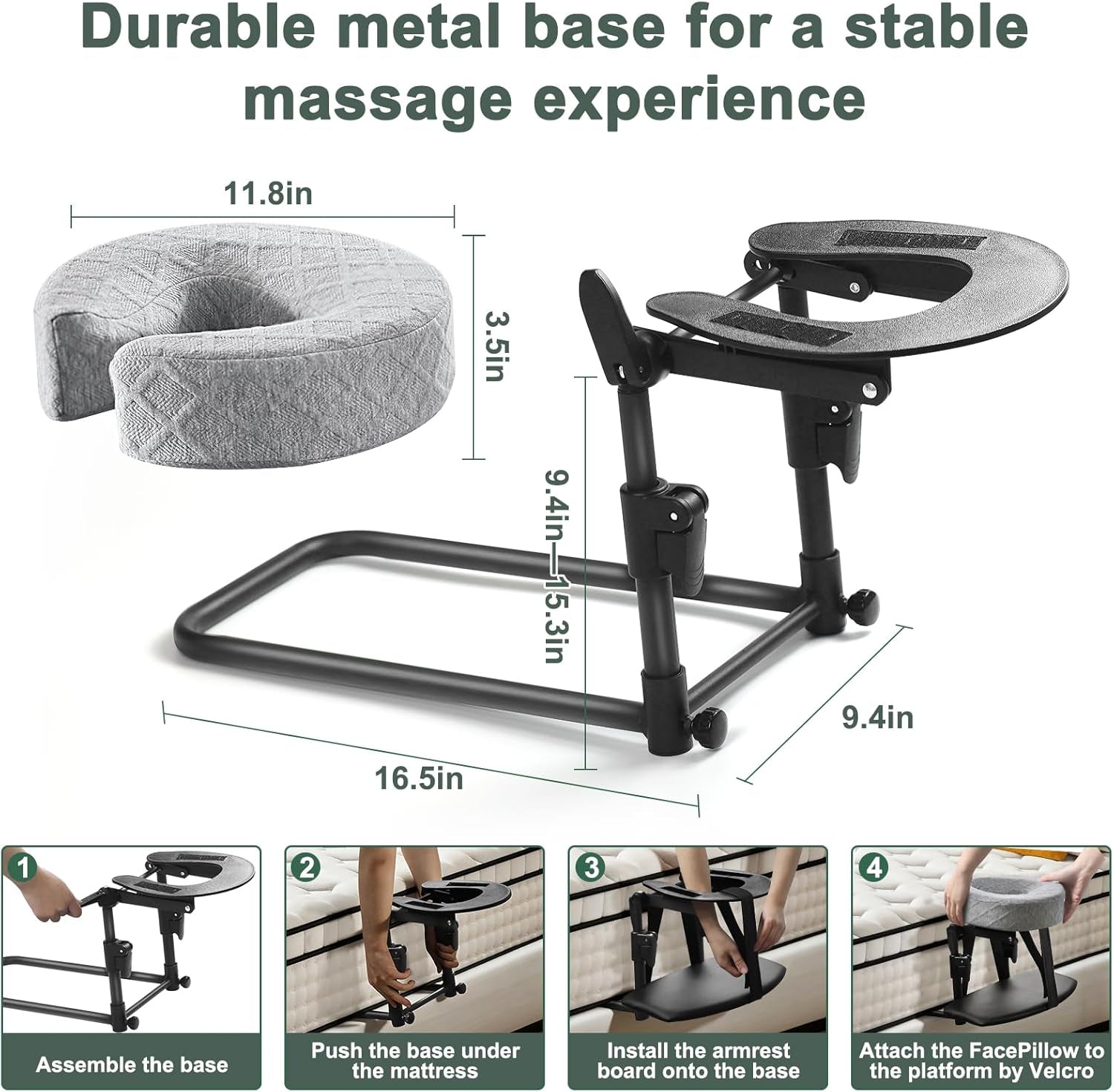 Massage Headrest for Bed, Adjustable Headrest Face Pillow Cradle & Face Cushion Support Bracket, Portable Massage Table Kit for Sleeping Mattress, Face down Pillow after Eye Surgery