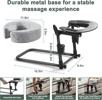 Massage Headrest for Bed, Adjustable Headrest Face Pillow Cradle & Face Cushion Support Bracket, Portable Massage Table Kit for Sleeping Mattress, Face down Pillow after Eye Surgery