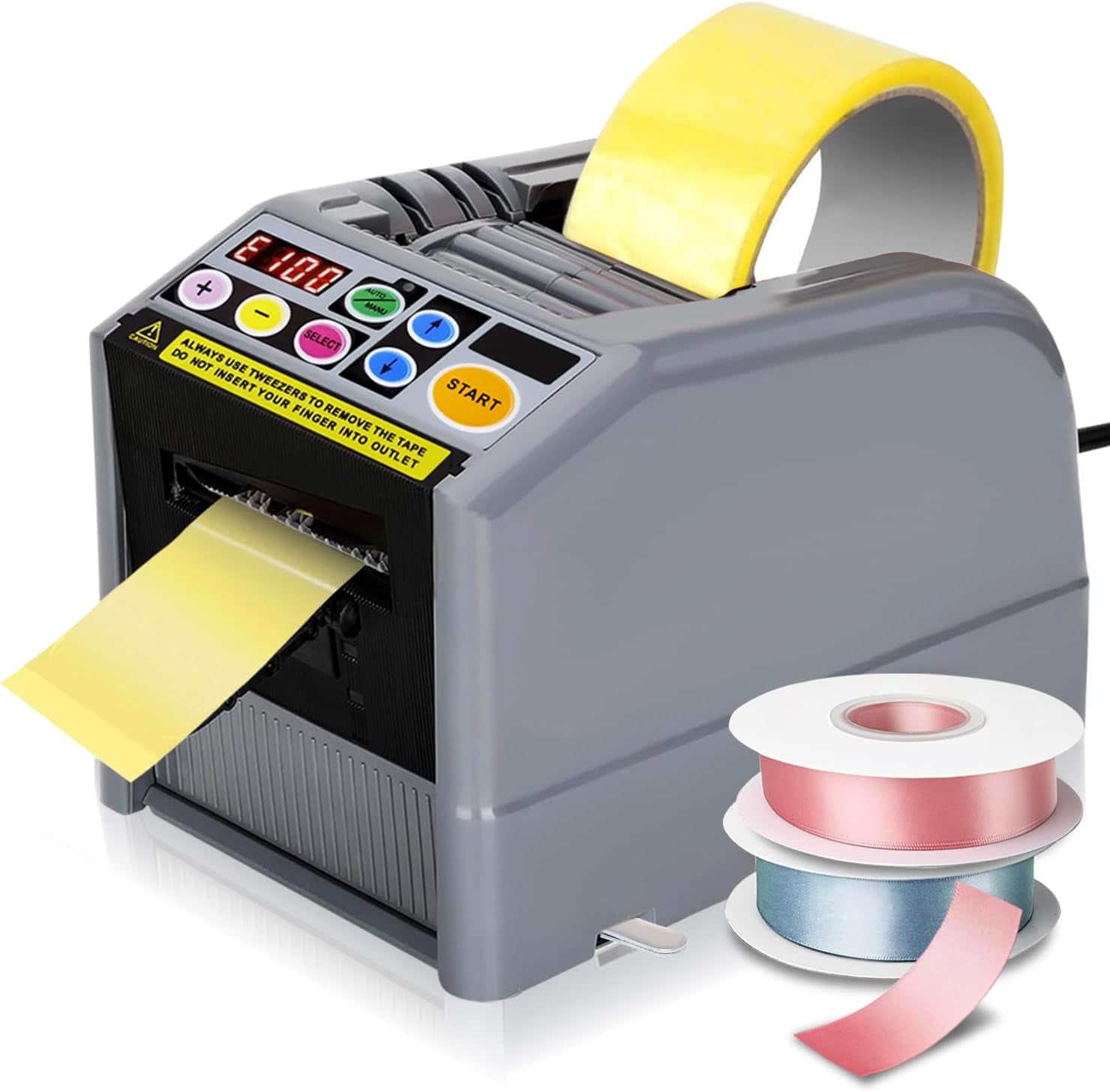 Ribbon Cutting Machine, Automatic Tape Dispenser Cutting 6-60Mm Width 999Mm Max Cutting Length, Electric Tape Cutting Machine for Office Shipping, Businesses, Home Use
