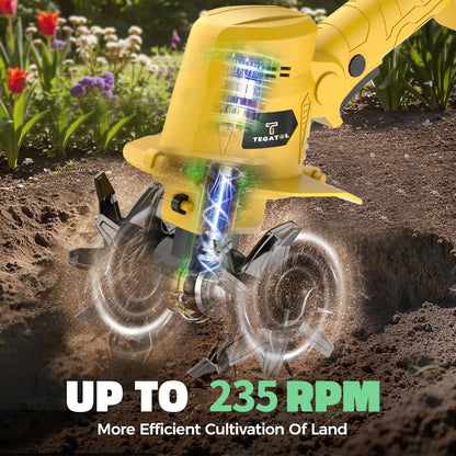 【Fathersdaygift】20V Cordless Electric Tiller, Handheld Mini Garden Cultivator, 235RPM Soil Tiller for Weeding, Soil Loosening, Tilling & Garden Landscaping, 5-Inch Width, 4-Inch Depth