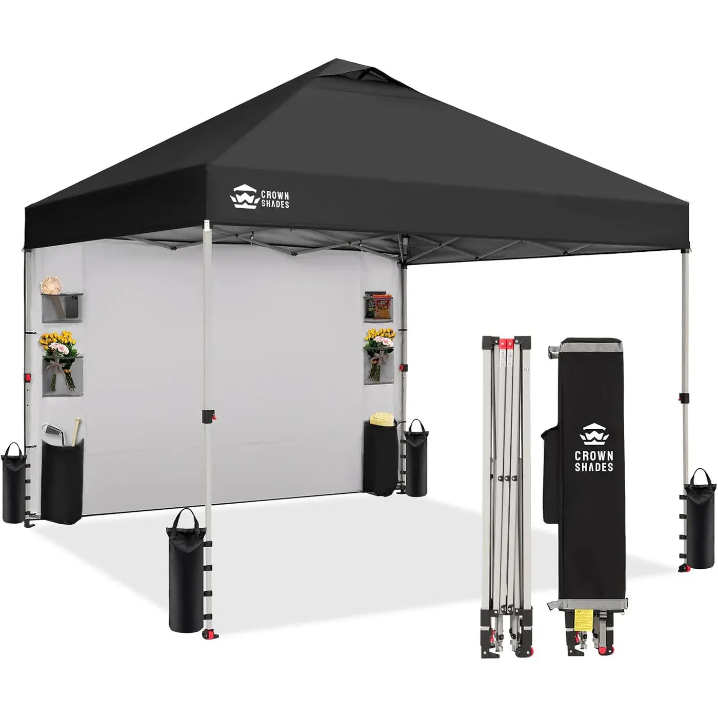 CROWN SHADES Canopy Tent 10X10 Pop up Canopy Outdoor Shade with Pockets Sidewall, Easy up Sun Shelter with One Person Set up Center Lock, Portable Instant Camping Beach Canopy Tents,Outdoorfurnitureset