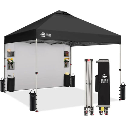 CROWN SHADES Canopy Tent 10X10 Pop up Canopy Outdoor Shade with Pockets Sidewall, Easy up Sun Shelter with One Person Set up Center Lock, Portable Instant Camping Beach Canopy Tents,Outdoorfurnitureset