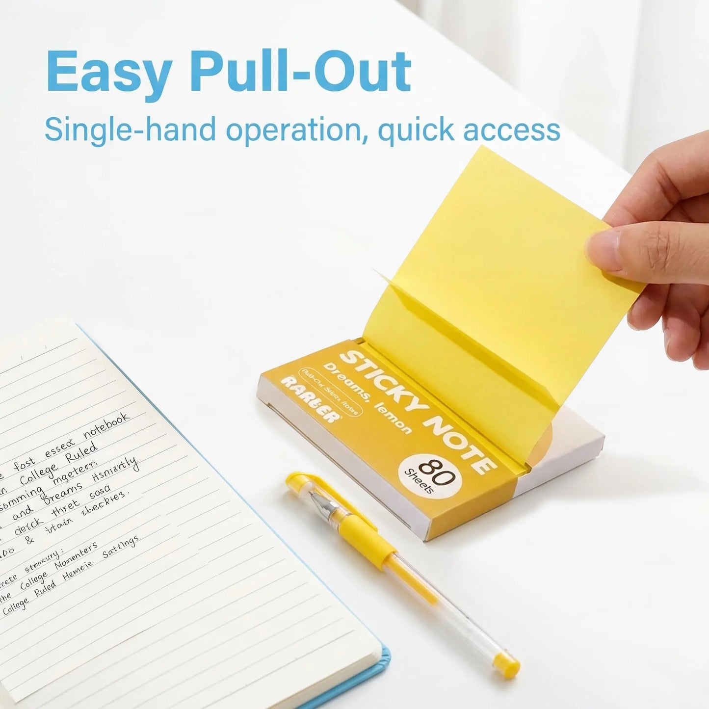 12 Boxes of Transparent Pull-Out Sticky Notes, (960 Sheets Total) - Office & School Supply, Strong Adhesion, No Residue, 50 Reuses per Sheet, Suitable for Office Work, Study