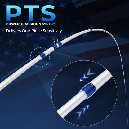 【Summer Wins】Kastking Patriot Fishing Combo - Special Edition Red White Blue Baitcaster Rod and Reel Combo | 9+1 Bearings Smooth Waterdrop Reel with Dual-Tip Rod