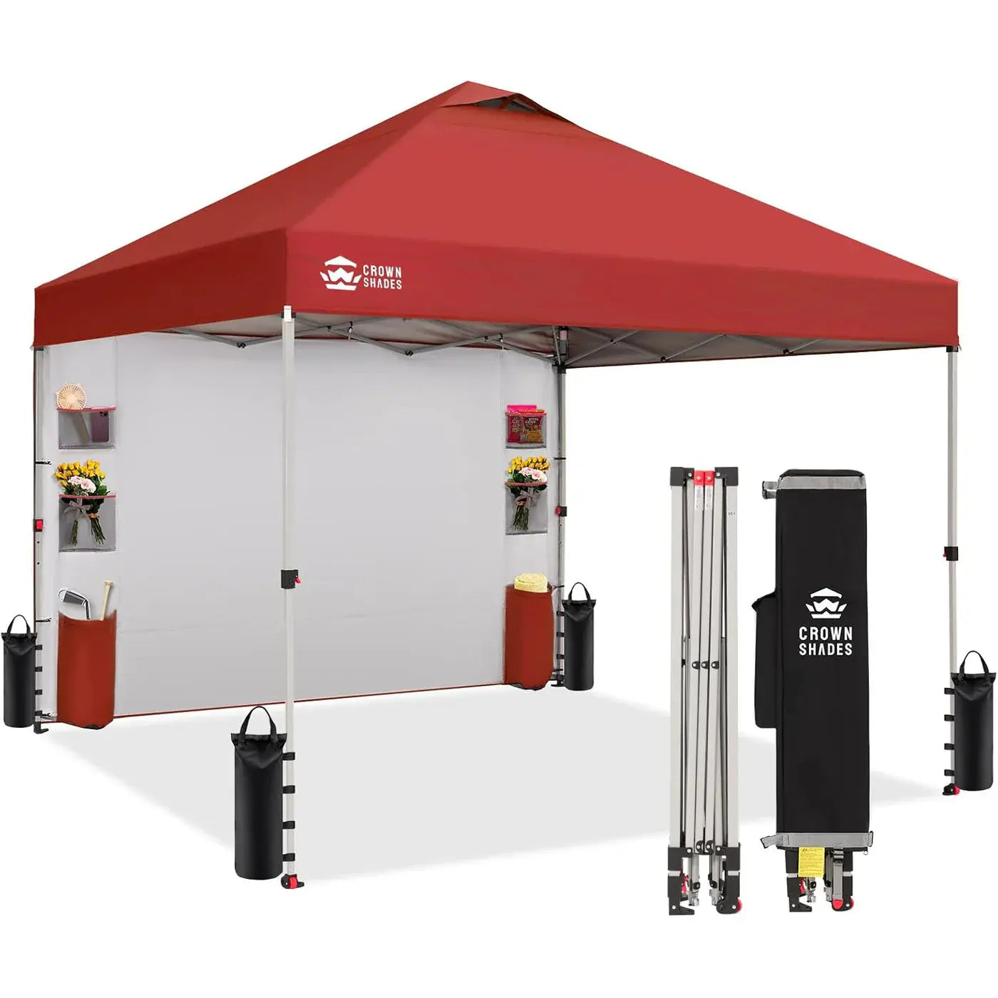 CROWN SHADES Canopy Tent 10X10 Pop up Canopy Outdoor Shade with Pockets Sidewall, Easy up Sun Shelter with One Person Set up Center Lock, Portable Instant Camping Beach Canopy Tents,Outdoorfurnitureset