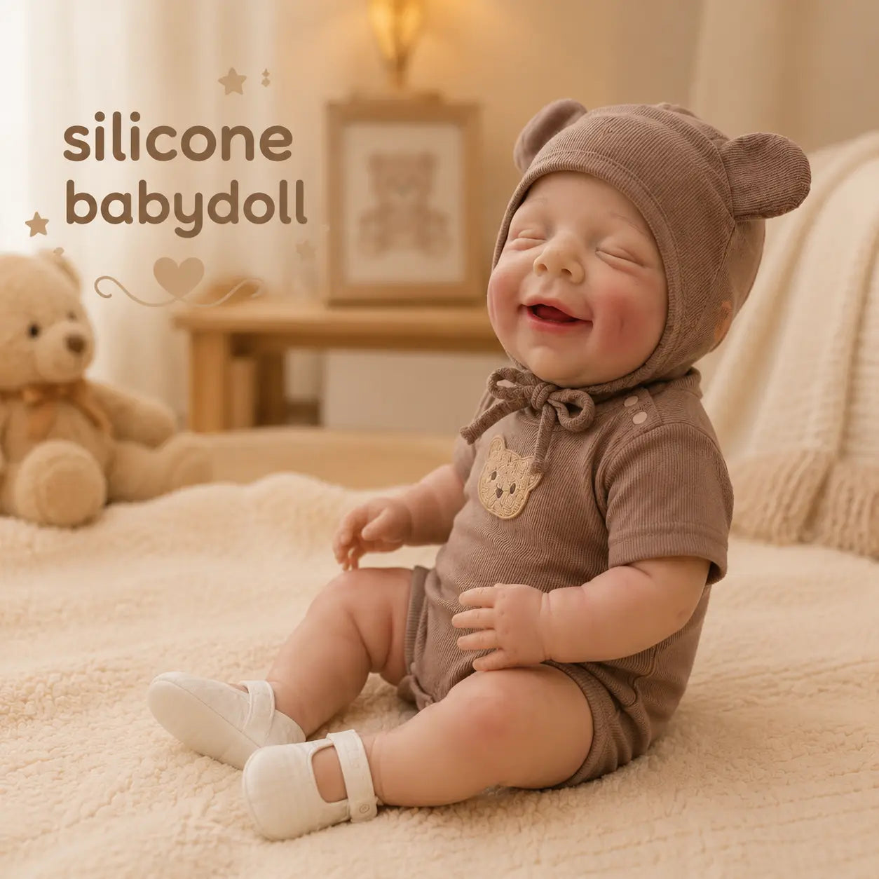 NO.5 17.72 Inch Baby Girl Doll，Silicone Doll，Reborn Doll，Washable Material，Can Be Cleaned with Water，Realistic Appearance，Suitable for Companionship and Role-Playing Toy Dolls