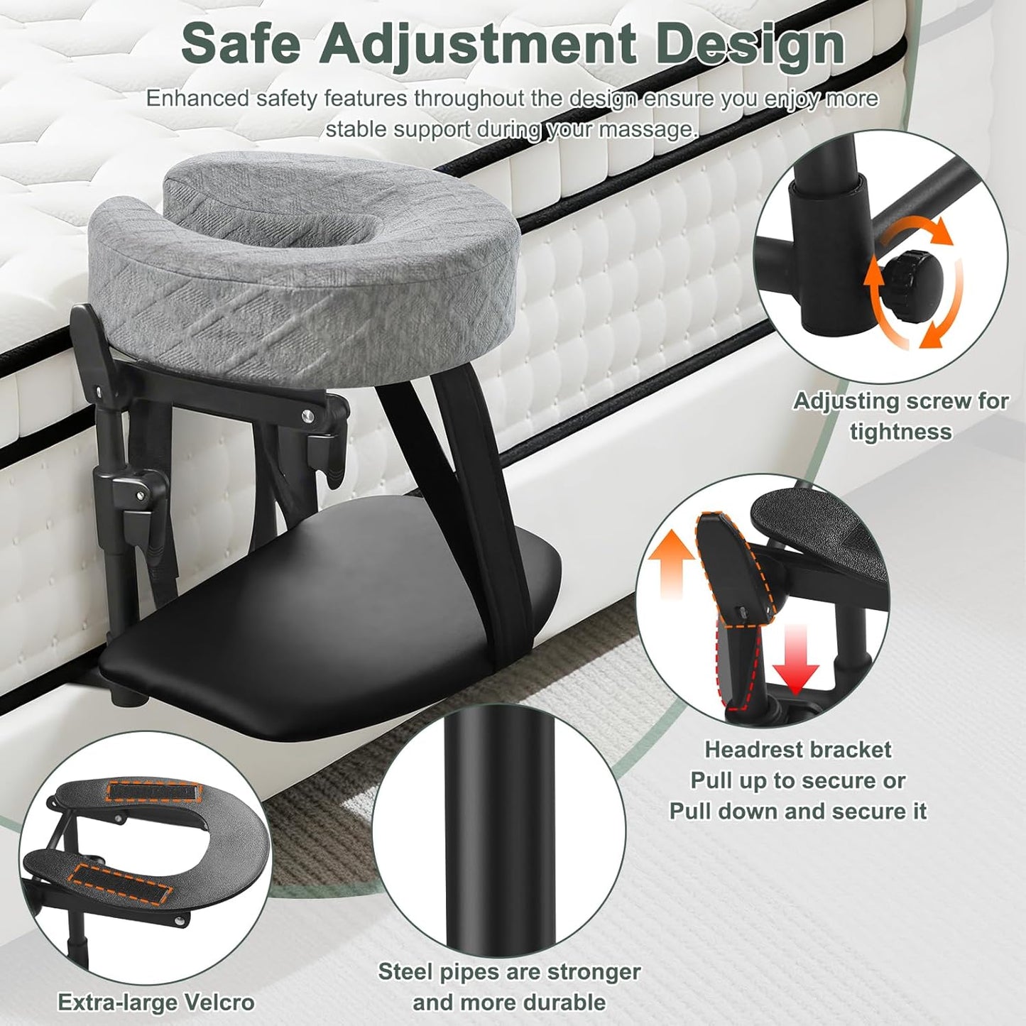 Massage Headrest for Bed, Adjustable Headrest Face Pillow Cradle & Face Cushion Support Bracket, Portable Massage Table Kit for Sleeping Mattress, Face down Pillow after Eye Surgery