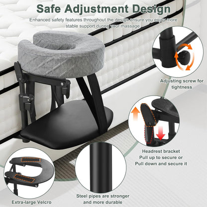 Massage Headrest for Bed, Adjustable Headrest Face Pillow Cradle & Face Cushion Support Bracket, Portable Massage Table Kit for Sleeping Mattress, Face down Pillow after Eye Surgery