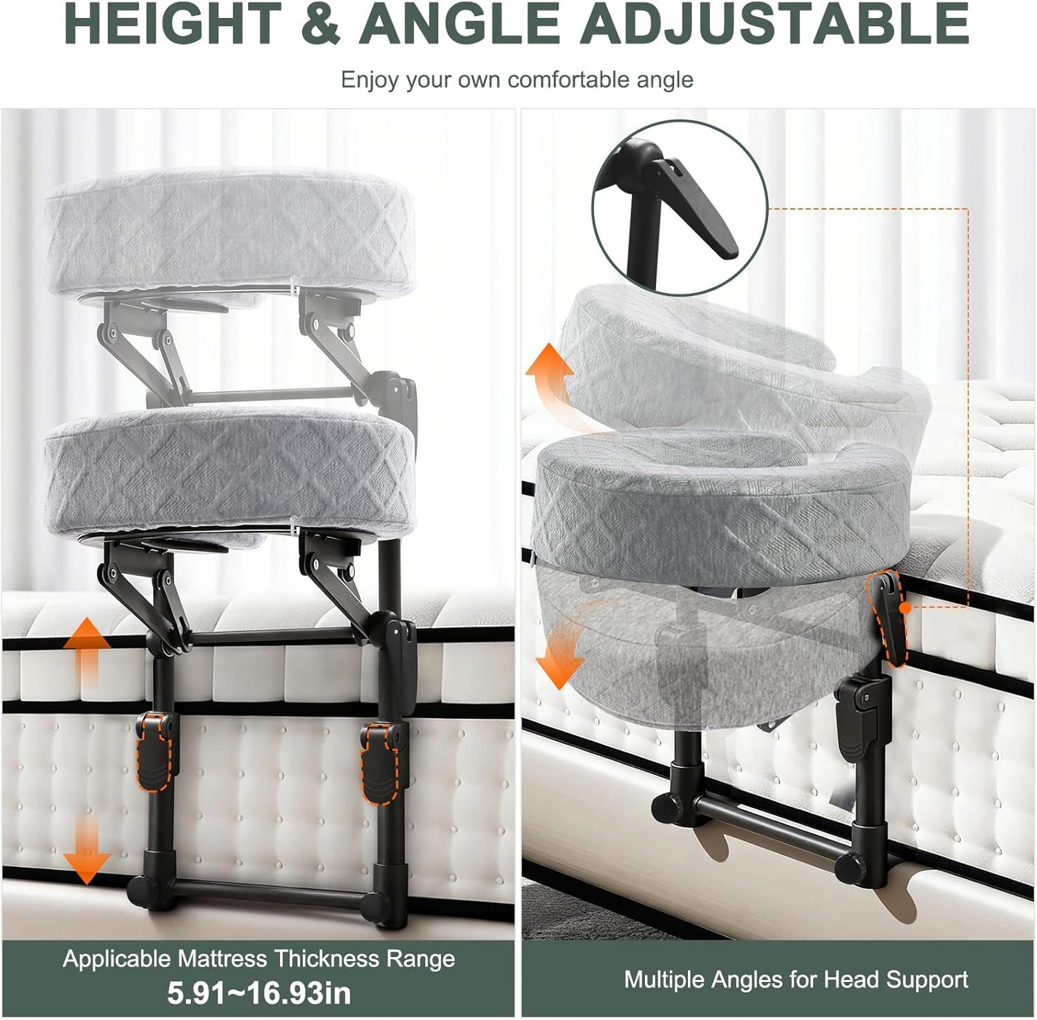 Massage Headrest for Bed, Adjustable Headrest Face Pillow Cradle & Face Cushion Support Bracket, Portable Massage Table Kit for Sleeping Mattress, Face down Pillow after Eye Surgery