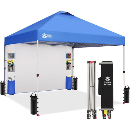 CROWN SHADES Canopy Tent 10X10 Pop up Canopy Outdoor Shade with Pockets Sidewall, Easy up Sun Shelter with One Person Set up Center Lock, Portable Instant Camping Beach Canopy Tents,Outdoorfurnitureset