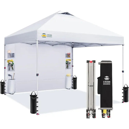 CROWN SHADES Canopy Tent 10X10 Pop up Canopy Outdoor Shade with Pockets Sidewall, Easy up Sun Shelter with One Person Set up Center Lock, Portable Instant Camping Beach Canopy Tents,Outdoorfurnitureset