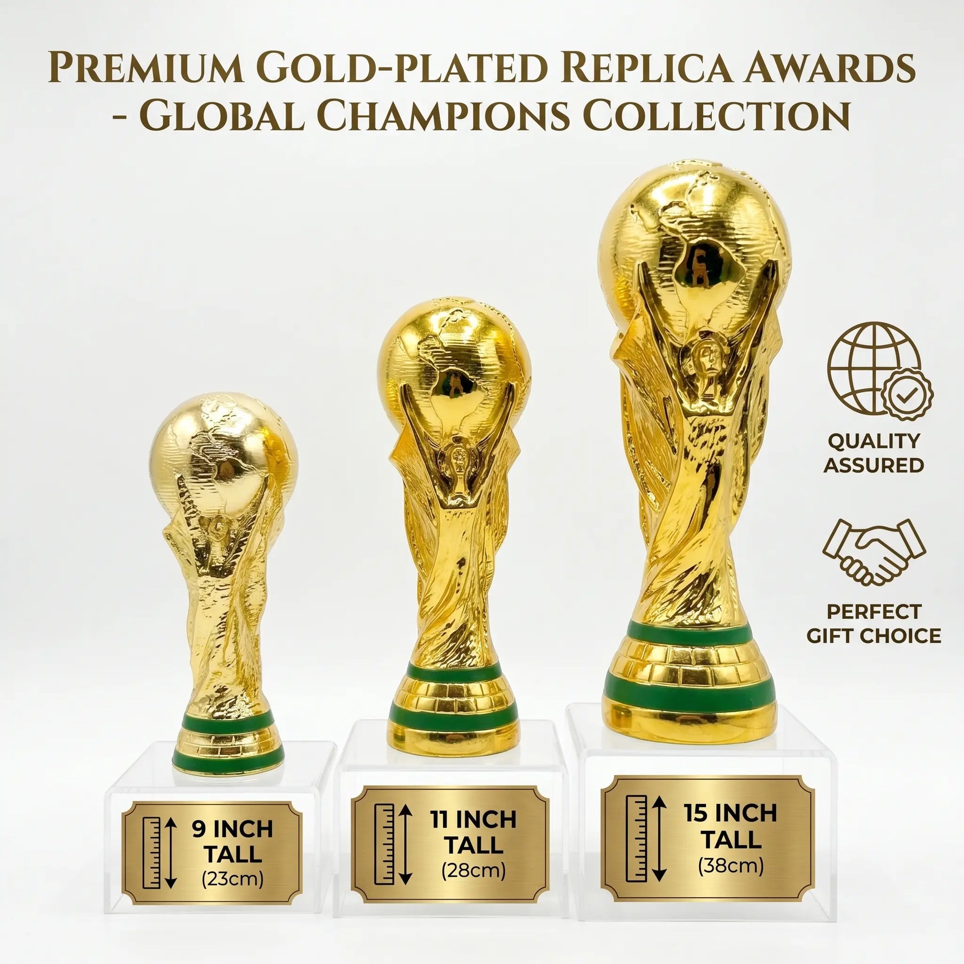 Premium Gold Trophy Collection – Luxury Championship Style Award Cup, Elegant Sports-Inspired Display Trophy for Competition, Celebration, Office Decor & Gift