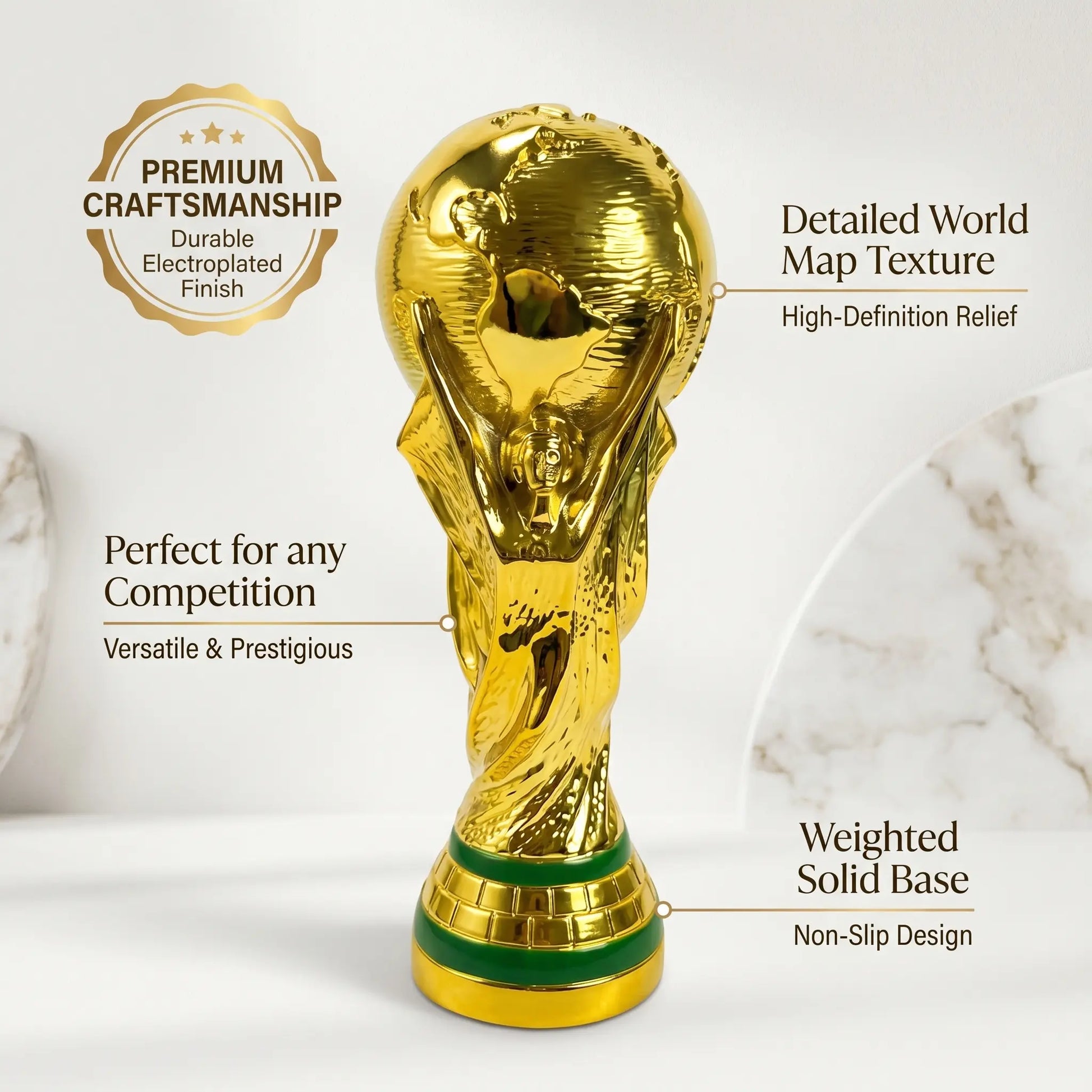 Premium Gold Trophy Collection – Luxury Championship Style Award Cup, Elegant Sports-Inspired Display Trophy for Competition, Celebration, Office Decor & Gift