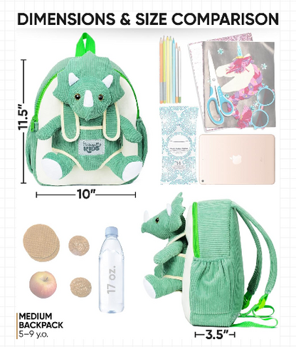 Triceratops Dinosaur Backpack for Toddlers Ages 4-5, Ideal Gift for Boys and Girls