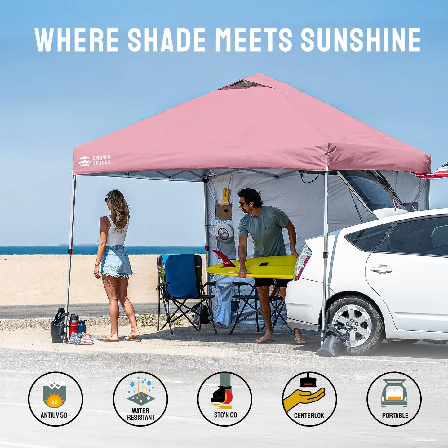 CROWN SHADES Canopy Tent 10X10 Pop up Canopy Outdoor Shade with Pockets Sidewall, Easy up Sun Shelter with One Person Set up Center Lock, Portable Instant Camping Beach Canopy Tents,Outdoorfurnitureset