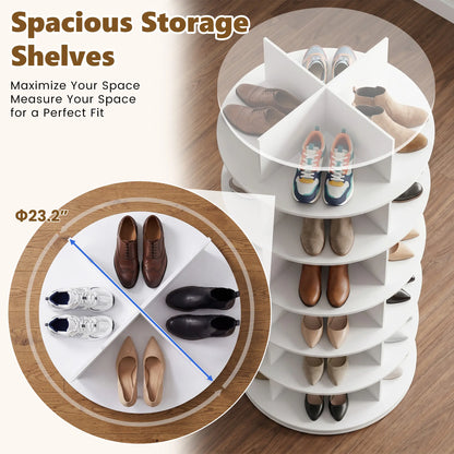 【Deals for You Days】Rotating Shoe Rack Tower, Spinning Shoe Display Lazy Susan, Revolving 360 Shoe Rack Storage round Carousel, Vertical Handbag Rotate Shoes Closet Organization