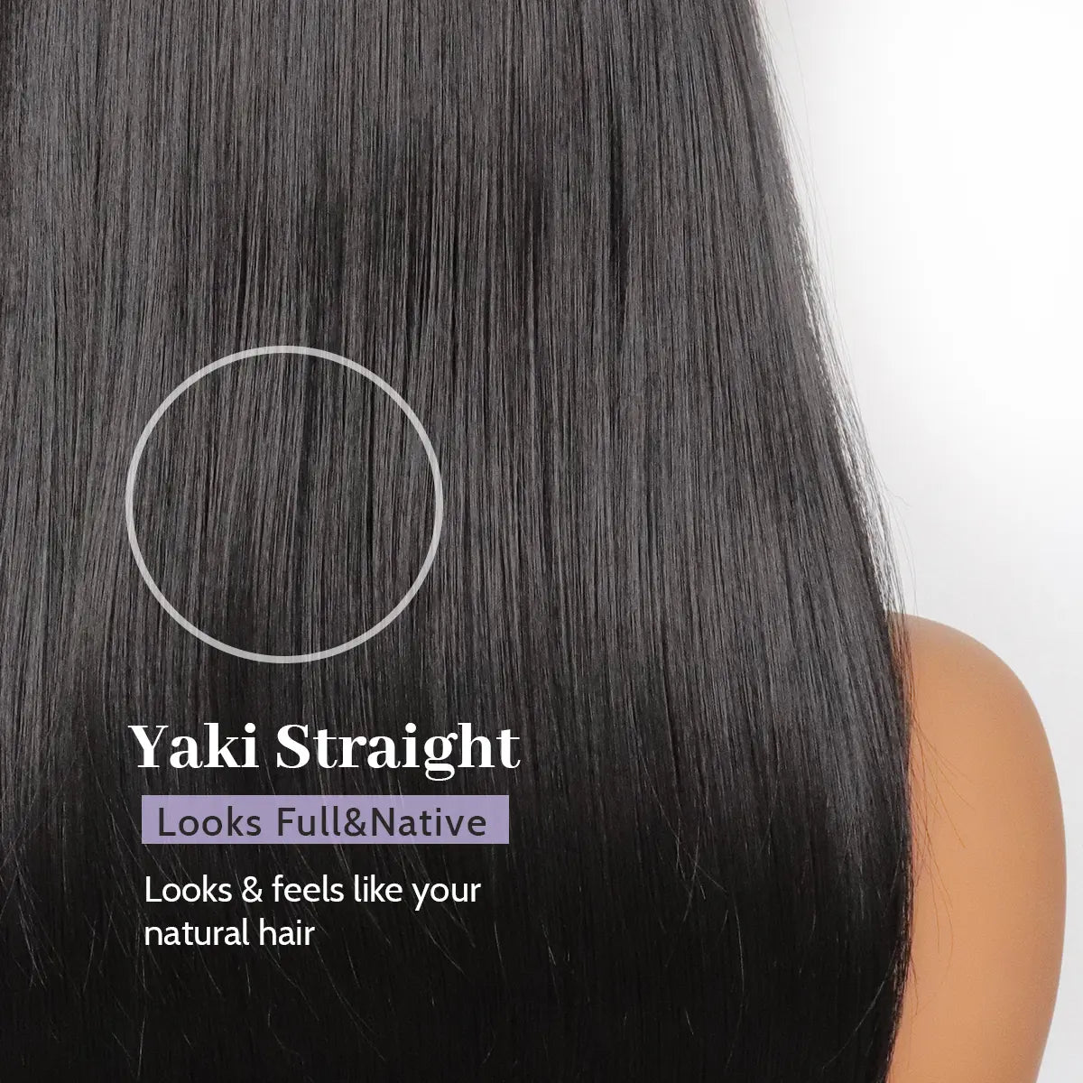 U&A Hair Glueless Yaki Straight Layered Wigs with Bangs 5X4 Lace Front Synthetic Wig 14 Inch Wear and Go Pre Style Realistic Look with True Scalp Tiny Knots