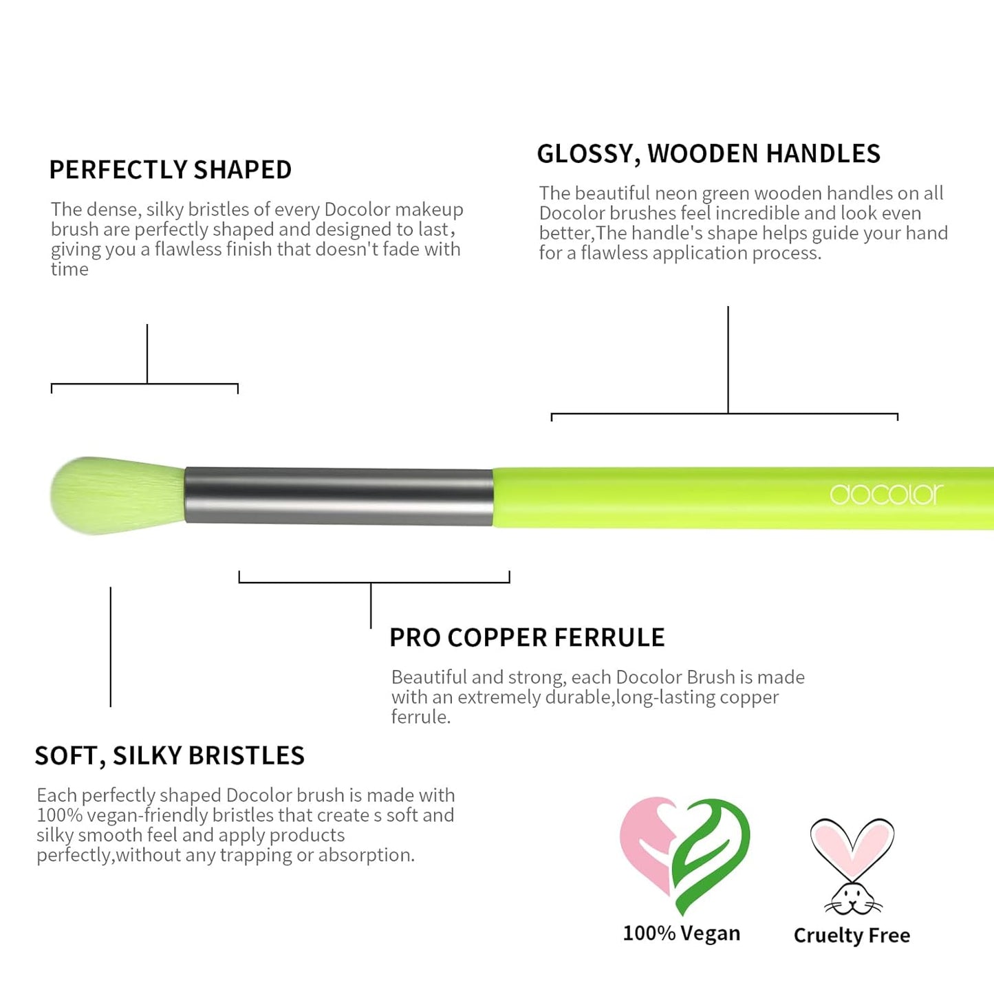 Makeup Brushes 10Pcs Makeup Brush Set Premium Synthetic Powder Kabuki Foundation Contour Blush Concealer Eye Shadow Blending Liner Make up Brush Kit - Neon Green