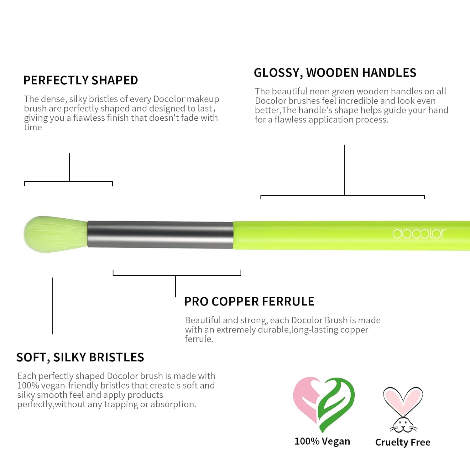 Makeup Brushes 10Pcs Makeup Brush Set Premium Synthetic Powder Kabuki Foundation Contour Blush Concealer Eye Shadow Blending Liner Make up Brush Kit - Neon Green