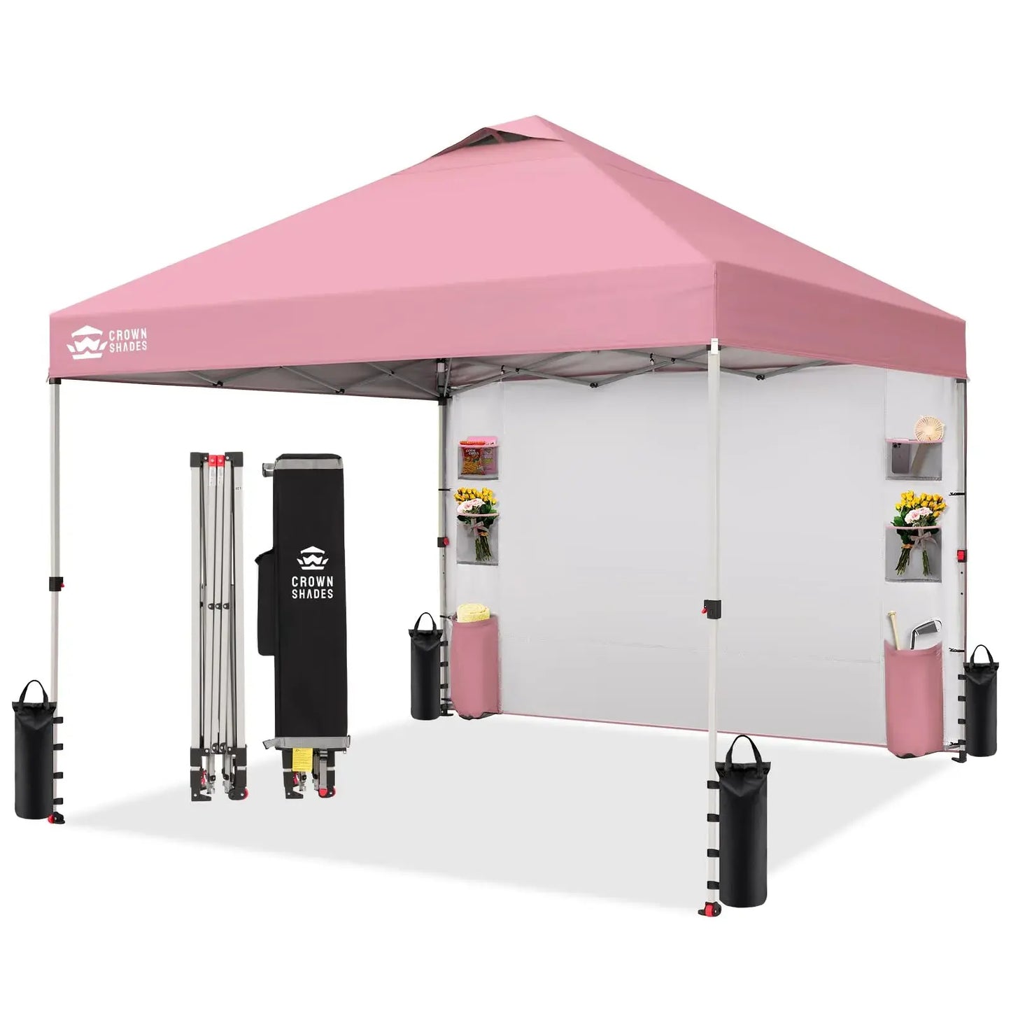 CROWN SHADES Canopy Tent 10X10 Pop up Canopy Outdoor Shade with Pockets Sidewall, Easy up Sun Shelter with One Person Set up Center Lock, Portable Instant Camping Beach Canopy Tents,Outdoorfurnitureset